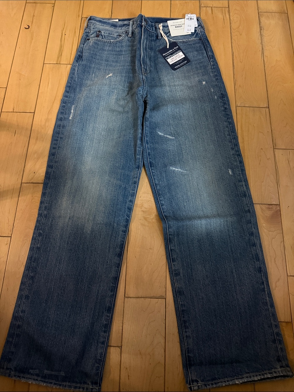 Abercrombie & Fitch Men's Straight-Leg Jeans in Medium Blue Wash